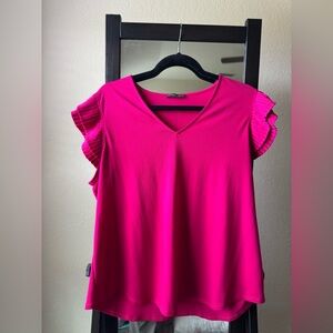 Pink Ruffle Sleeve Top